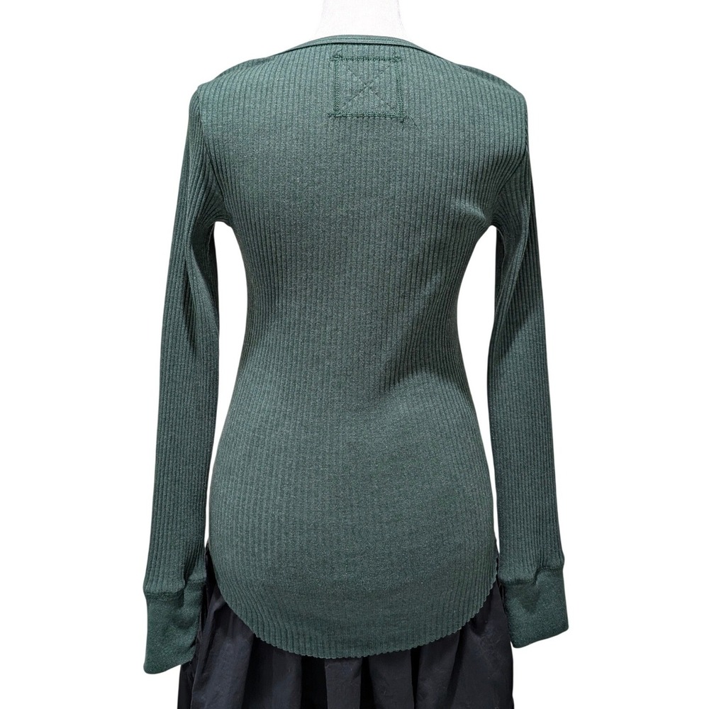 Green Y2K Bella Swan Grunge Vibe Long Sleeve Ribbed Henley‎ Shirt Small P - Picture 5 of 8